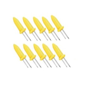 Set di 30 forchette per griglia, acciaio inossidabile, 6 x 2 x 1,5 cm, giallo/argento
