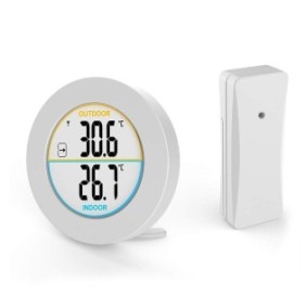 Termometro da interno/esterno, Sunmostar, display LCD HD, Min/Max, ℃/℉, Bianco