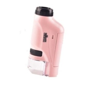 Microscopio portatile, Sunmostar, plastica, 60-120x, luce LED, nero/rosa