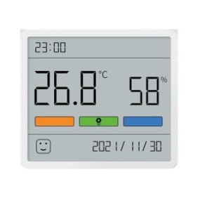 Termometro con igrometro ambientale, LLWL, ABS, display LCD, funzione orologio/calendario, 77 x 68 x 10 mm, bianco