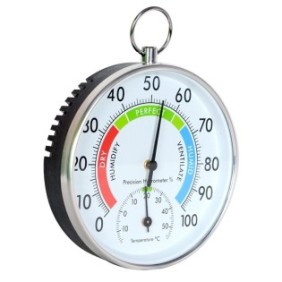 Termometro con igrometro ambientale, LLWL, Metallo, 10 cm, Argento