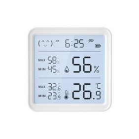 Termometro con igrometro intelligente, LLWL, display LCD, Bluetooth, funzione orologio, 80 mm, Bianco