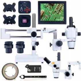 Set microscopio, Rosfix, Moon Pro, Fotocamera Norma Black PRO KMNBP-HDMI 1080P, 8", Bianco/Nero