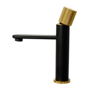 Rubinetto per lavabo, TRENDY S, design cilindrico, nero-oro