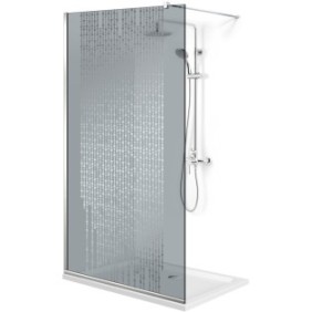 Parete doccia walk-in Aqua Roy ® INOX, modello Rain incolore, vetro grigio 8 mm, fissato, anticalcare, 80x195 cm