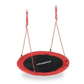 Altalena per bambini Relaxdays, a disco, diametro 110 cm, portata massima 100 kg, rossa