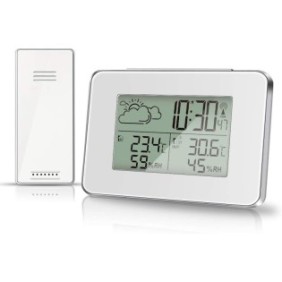 Termometro meteorologico, Longziming, Wireless, Bianco