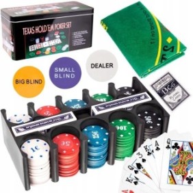 Set di fiches e carte da poker, 200 pezzi, Multicolor