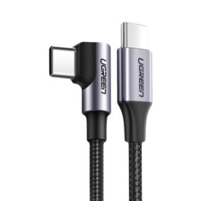 Cavo angolare Ugreen USB tipo C - USB tipo C, potenza 60W, 20V, 3A, 1 m, nero-grigio (US255 50123)