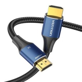 Cavo video Vention, da HDMI(T) a HDMI(T), 1,5 m, risoluzione massima 8K a 60 Hz/4K a 120 Hz, connettori dorati, rame/argento, cotone intrecciato, blu, "ALGLG"