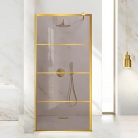 Parete doccia walk-in Aqua Roy ® Gold, Golden Park, vetro bronzo 8 mm, protezione anticalcare, 100x195 cm
