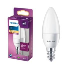 Lampadina LED Philips, E14, 5,5W (40W), 470 lm, A++, luce bianca calda (2700K)
