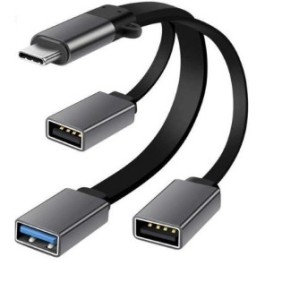 Adattatore, Digital One, 3 in 1, da USB C a 3 USB, nero