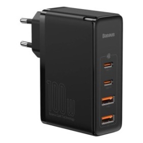 Caricabatterie, Baseus, 2 x USB e 2 x USB C, Per telefono, tablet, 100 W, Senza cavo, Nero
