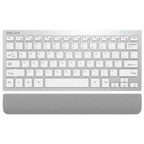 Tastiera, Delux, K3300D, wireless e USB, multimediale, layout USA, bianco/grigio