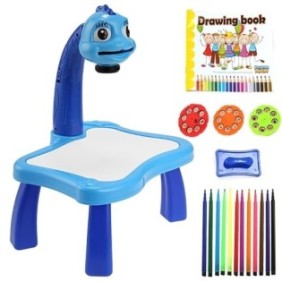 Tavolo da disegno per bambini Digital One SP00671, ym6886, Con lampada e pennarelli, Dai 3 anni in su blu