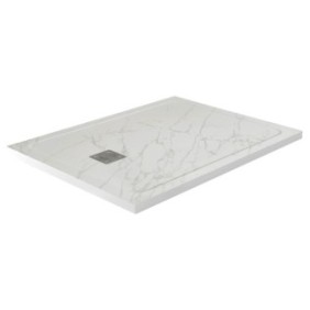 Piatto doccia, Lucy, marmo composito, Bianco, 120x90x4 cm