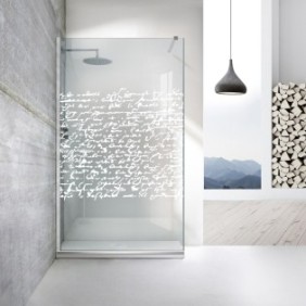 Parete doccia walk-in Aqua Roy ® INOX, modello Ink White, vetro trasparente da 8 mm fissato, anticalcare, 80x195 cm