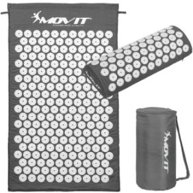 Tappetino per agopuntura, MOVIT®, con cuscino 75x44 cm e borsa, grigio