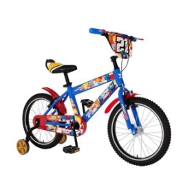 Bicicletta per bambini, ruote da 14 pollici, Magik Bikes, modello SuperMagik per ragazzi, 2 freni a mano, ruote ausiliarie e protezione catena, blu