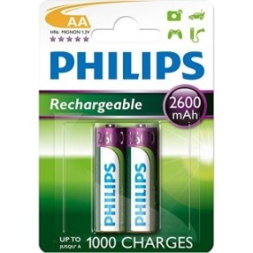 Batterie, PHILIPS, R6B2A260/10, Ricaricabile, AA, 2600 mAh, 2 pezzi