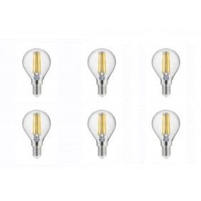 Set di 6 lampadine led sferiche E14, 4W (35 W), 400lm, luce calda, GTV
