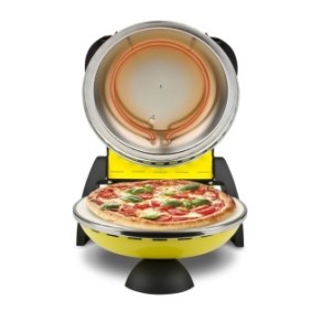 Forno per pizza G3Ferrari Delizia Yellow special con piano di cottura in pietra refrattaria, termoregolatore fino a 390° C e timer con avviso sonoro