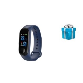 Bracciale fitness M3 Band, FC, display OLED da 0,96 pollici, notifiche, contapassi, Bluetooth, blu + regalo a sorpresa