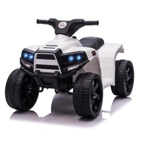 ATV elettrico con luci e clacson, 3 km/h, bambini 18-36 mesi, Nero/Bianco