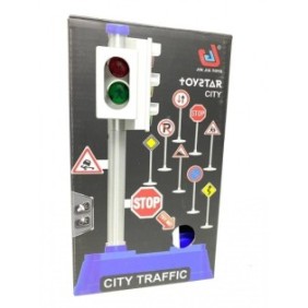 Set interattivo con segnali stradali e semafori elettrici, 9 pezzi