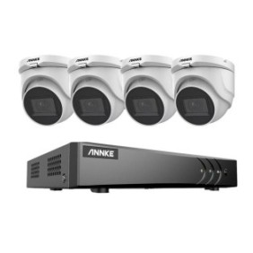 Set di 4 telecamere di sorveglianza, ANNKE, DW81KD, 8CH, 5MP, DVR + 4CT1GY, 2,8 mm, DOME, Bianco