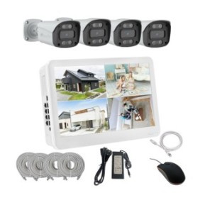 ENVIO kit completo di videosorveglianza IP POE con 4 telecamere FULL COLOR 5MP PESS-KIT4CHMBFM60H500S-DLM