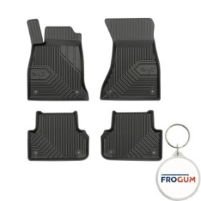 Set 4 tappetini premium in gomma a vashetta 3D per Audi A4 B9 Combi, anno di costruzione 11.2015 - presente e portachiavi Frogum