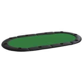 vidaXL Piano tavolo da poker, 10 giocatori, pieghevole, verde, 208x106x3 cm