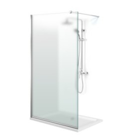 Parete doccia walk-in Aqua Roy ® INOX, vetro smerigliato da 8 mm, protetto, anticalcare, 120x195 cm