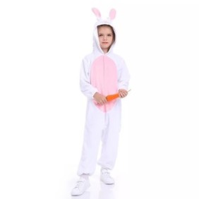 Costume di carnevale per bambini Coniglio con coda, bianco, 5-6 anni