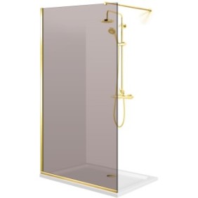 Parete doccia walk-in Aqua Roy ® Gold, vetro bronzo 8 mm, protezione anticalcare, 70x195 cm