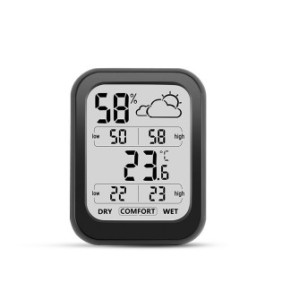 Monitor temperatura/umidità, Llwl, ABS, LCD, 86x66x20 mm, Nero