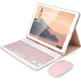 Cover con tastiera e mouse wireless, Bluetooth, per tablet OnePlus Pad 11,6 pollici, Sigloo, rosa