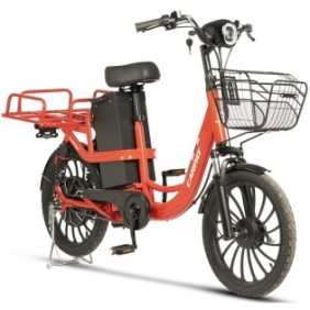 Bicicletta elettrica tipo scooter con ruote da 20", motore da 350W, freno idraulico a tamburo posteriore/anteriore, autonomia 60-80 Km, rossa, E-Delivery Carpat Super Sport Electric