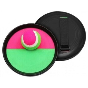 Set gioco Catch the Ball, 2 racchette con velcro e pallina, in 2 colori, rosa/verde