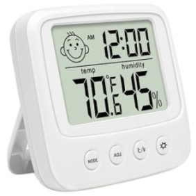 Termometro/igrometro digitale, display LCD, orologio, sveglia, Bianco, Dactylion®