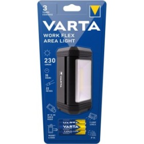 Torcia LED Varta Work Flex Area Light, 230 lm, 2 modalità di illuminazione, gancio e magnete per il fissaggio, IP54