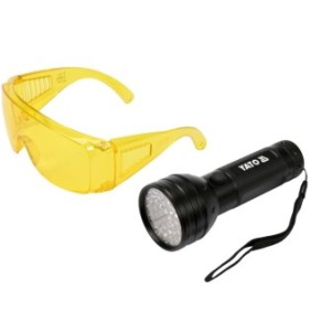 Kit torcia UV LED con occhiali, Yato YT-08581, alluminio, 300 lm