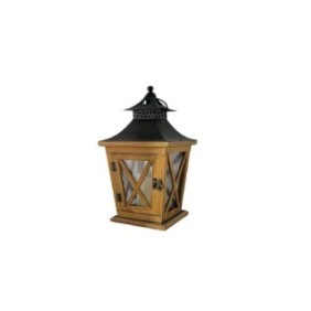 Lampada da giardino in legno con LED, Strend Pro Nicehome, 19x19x36 cm
