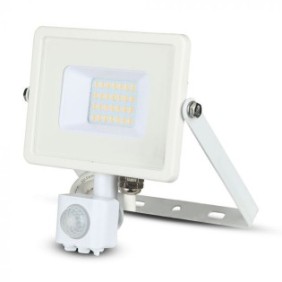 Proiettore LED con sensore Samsung da 20W, IP65, corpo bianco, Luce Bianca, Naturale