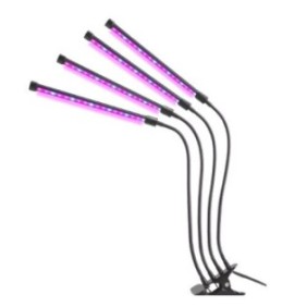 Lampada UV per coltivazione piante con 4 gambe, 80 LED, con timer, corpo clip regolabile e adattatore USB