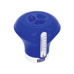 Dosatore galleggiante di sostanze in piscina, con termometro, Bestway, Blu, 200 g, diametro 18,5 cm