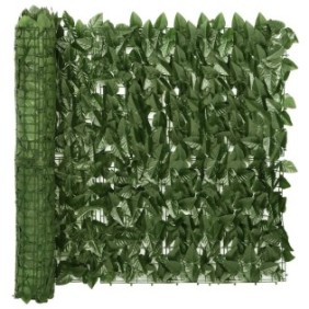 vidaXL paravento per balcone, foglie verde scuro, 500x75 cm, 1,85 kg
