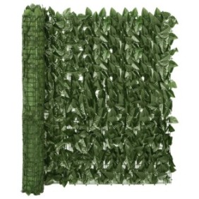 vidaXL paravento per balcone, foglie verde scuro, 300x100 cm, 1,5 kg